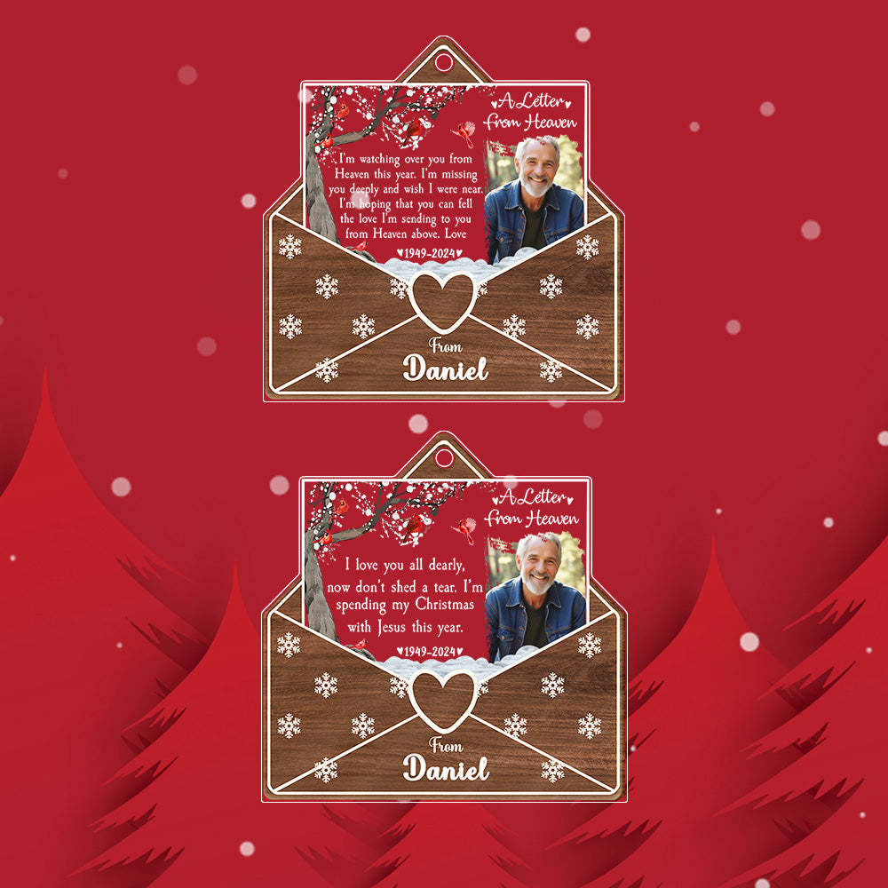 Personalized Photo Letter From Heaven Memorial Christmas Ornament Meaningful Christmas Gifts - auphotoblanket