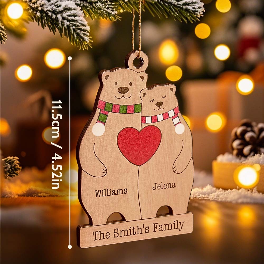 Personalized Family Wooden Bears Ornament Christmas Gift for Family - auphotoblanket