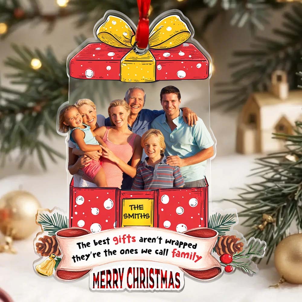 Personalized Photo Family Ornament Christmas Gift for Family - auphotoblanket
