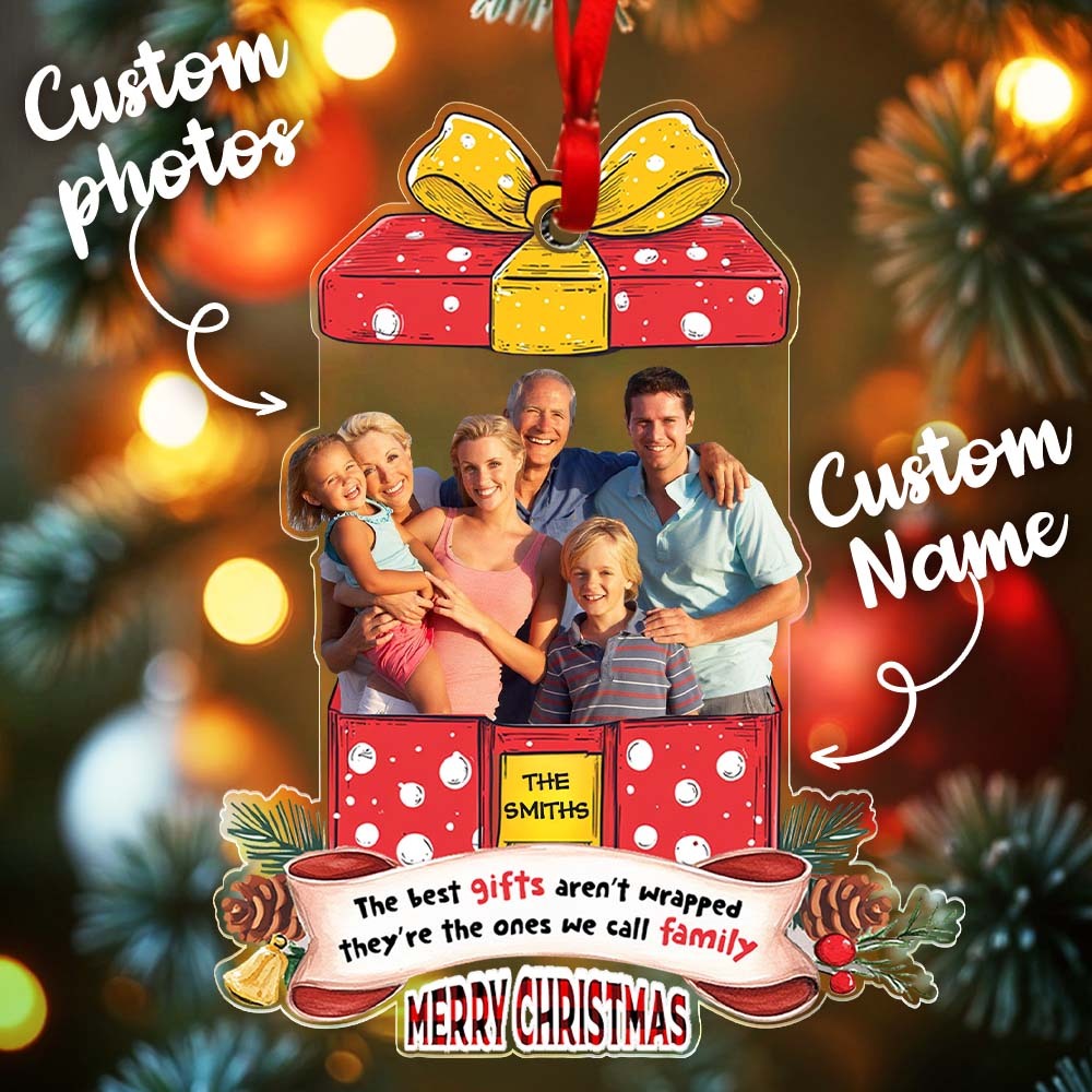 Personalized Photo Family Ornament Christmas Gift for Family - auphotoblanket
