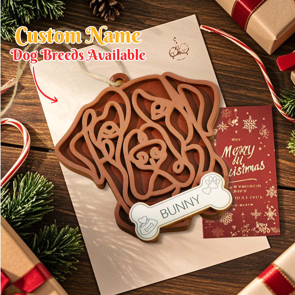 Personalized Line Art Dog with Name Christmas Ornament Christmas Gift for Dog Lover - auphotoblanket