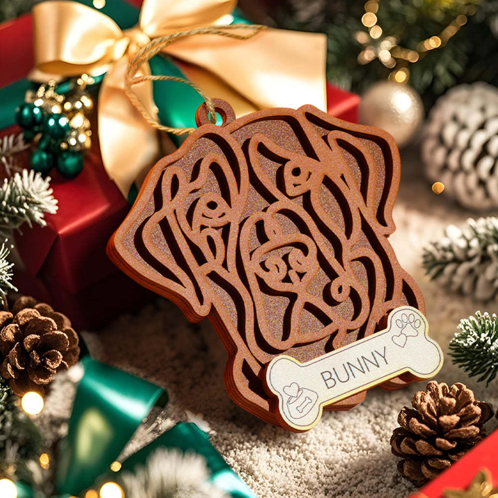 Personalized Line Art Dog with Name Christmas Ornament Christmas Gift for Dog Lover - auphotoblanket