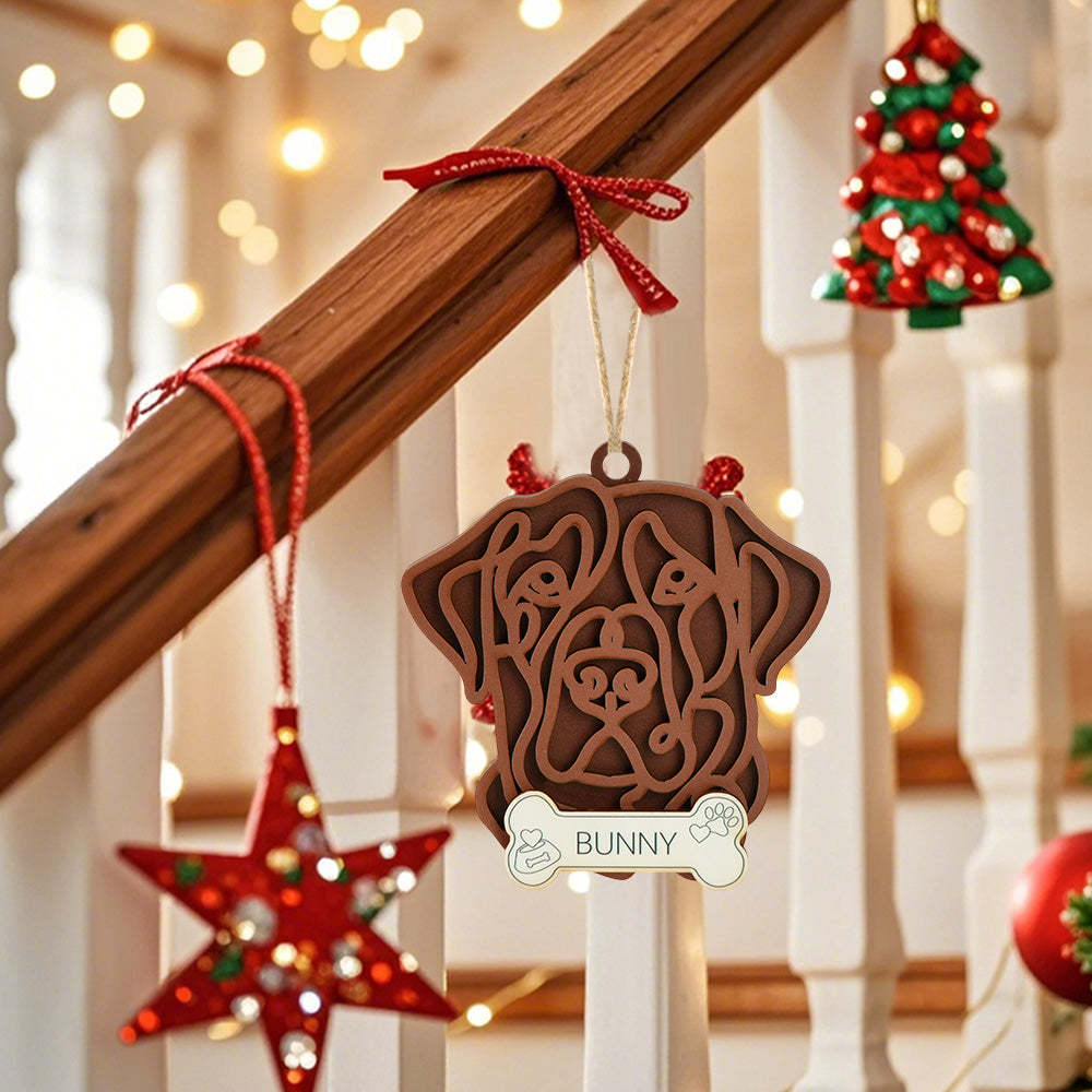 Personalized Line Art Dog with Name Christmas Ornament Christmas Gift for Dog Lover - auphotoblanket