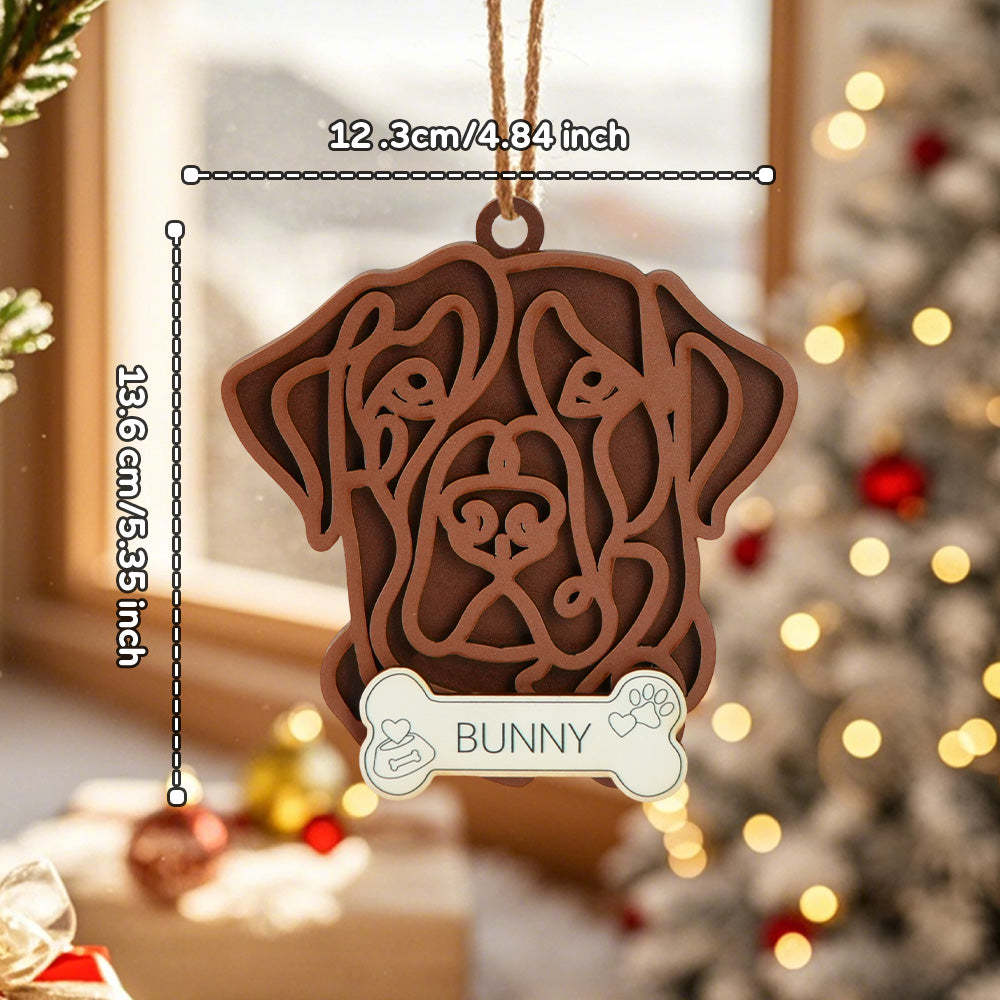 Personalized Line Art Dog with Name Christmas Ornament Christmas Gift for Dog Lover - auphotoblanket