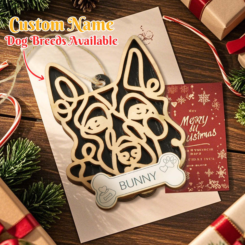 Personalized Line Art Dog with Name Christmas Ornament Christmas Gift for Dog Lover - auphotoblanket