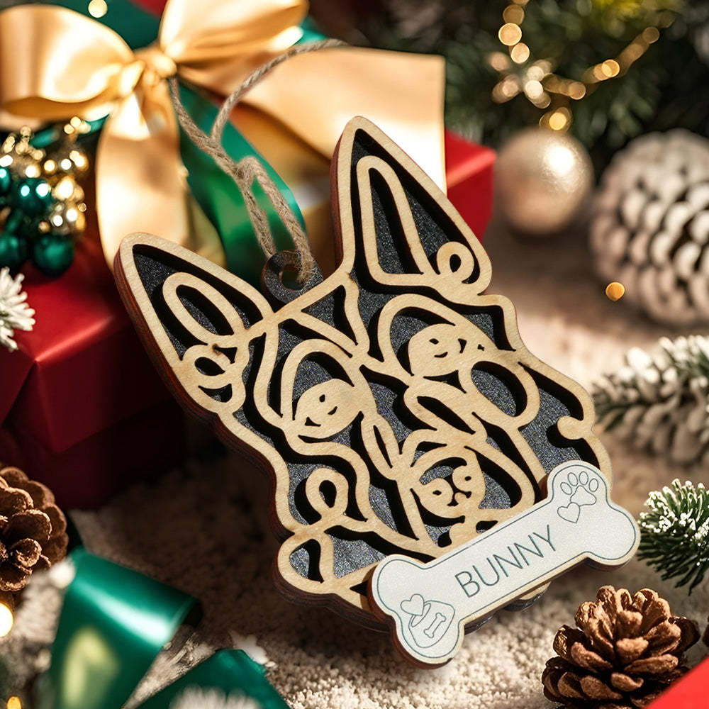 Personalized Line Art Dog with Name Christmas Ornament Christmas Gift for Dog Lover - auphotoblanket