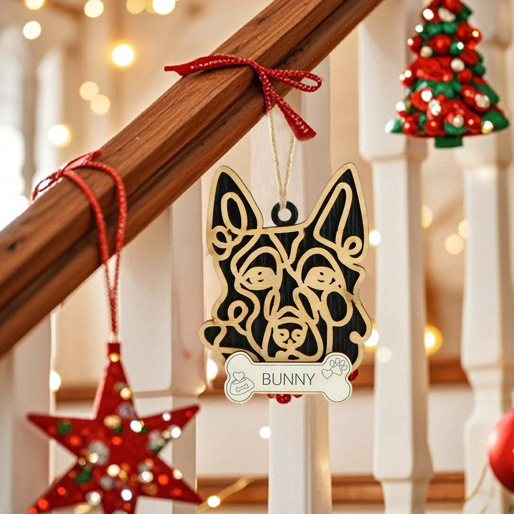 Personalized Line Art Dog with Name Christmas Ornament Christmas Gift for Dog Lover - auphotoblanket