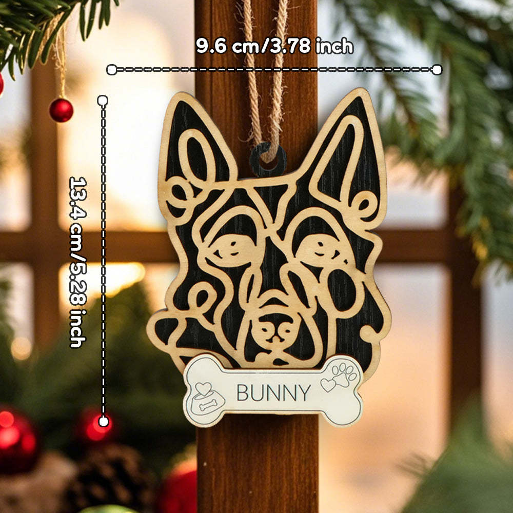 Personalized Line Art Dog with Name Christmas Ornament Christmas Gift for Dog Lover - auphotoblanket