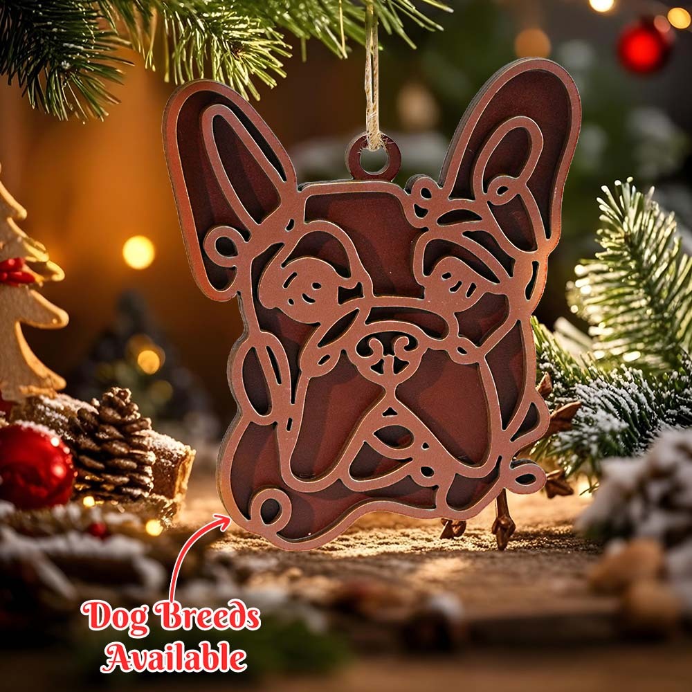 Personalized Line Art Dog Christmas Ornament Christmas Gift for Dog Lover - auphotoblanket