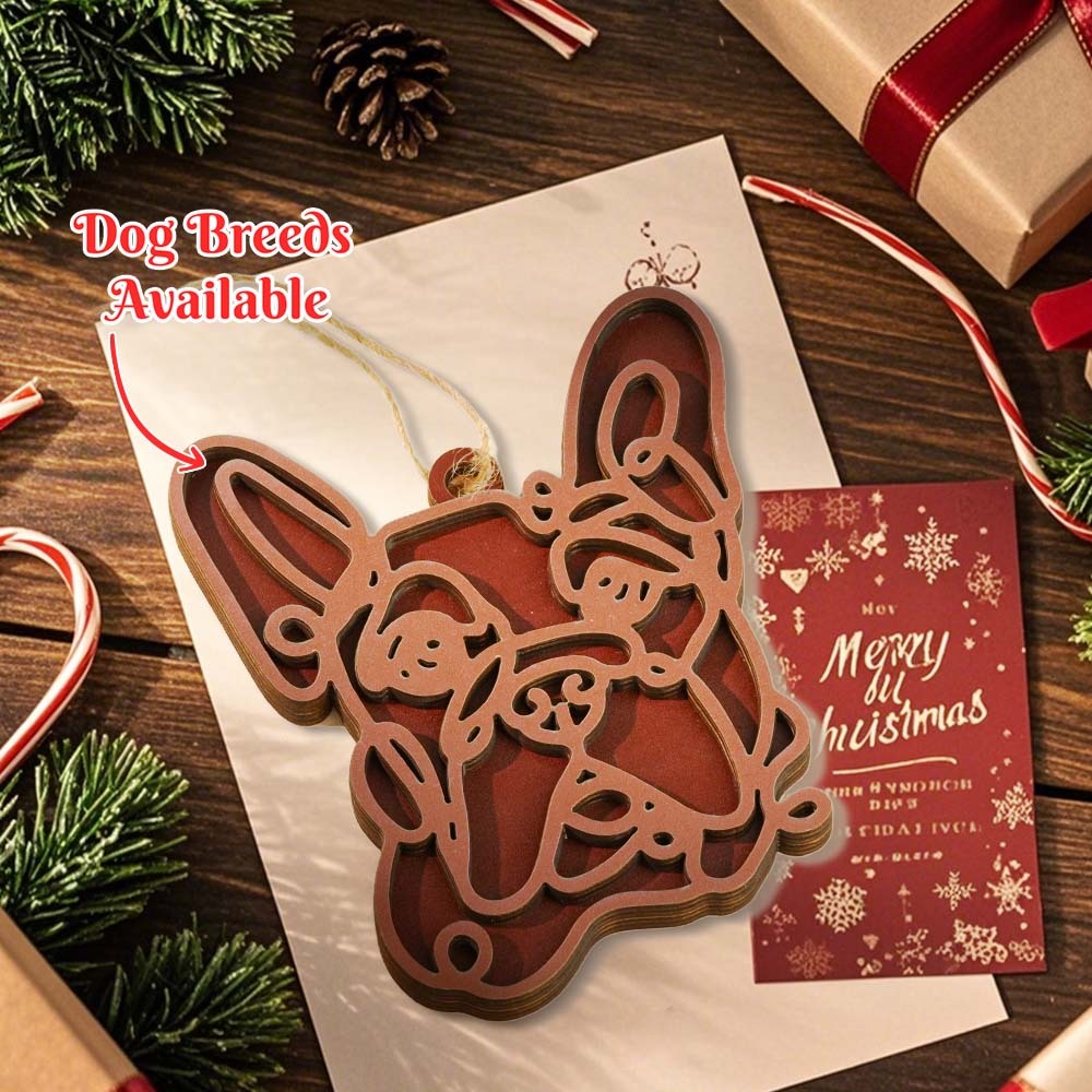 Personalized Line Art Dog Christmas Ornament Christmas Gift for Dog Lover - auphotoblanket