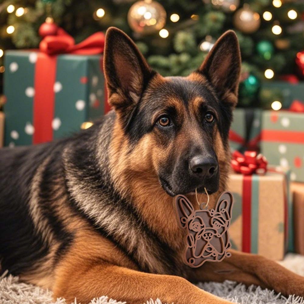 Personalized Line Art Dog Christmas Ornament Christmas Gift for Dog Lover - auphotoblanket