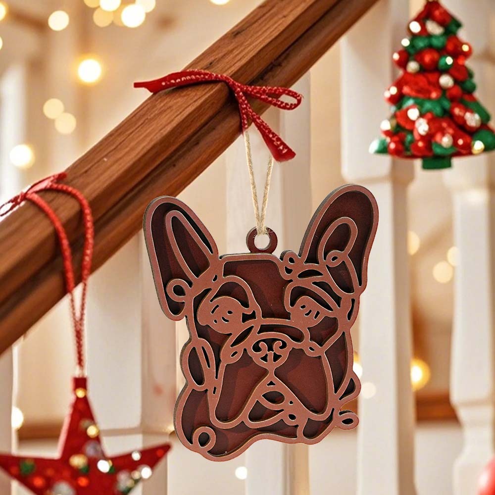 Personalized Line Art Dog Christmas Ornament Christmas Gift for Dog Lover - auphotoblanket