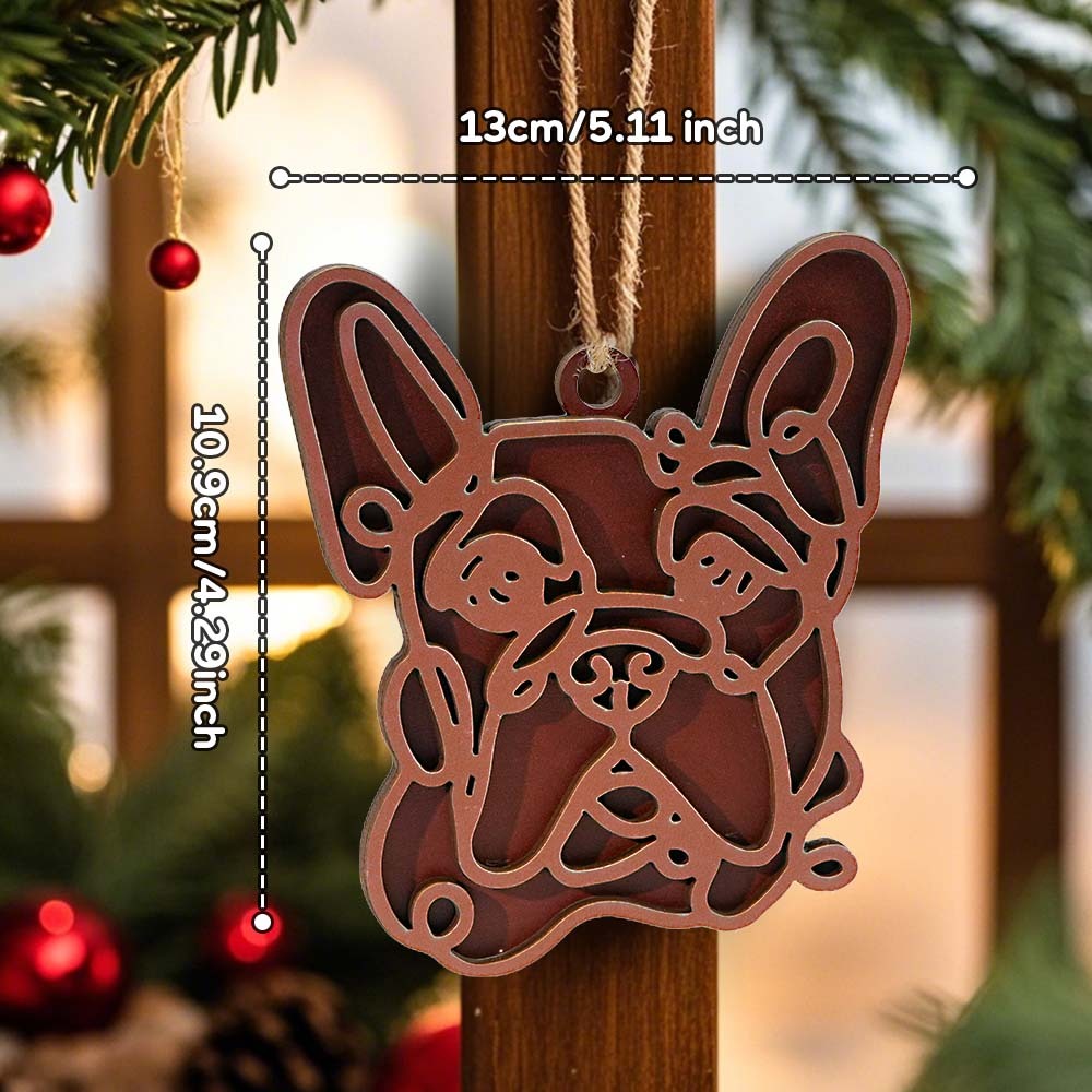 Personalized Line Art Dog Christmas Ornament Christmas Gift for Dog Lover - auphotoblanket