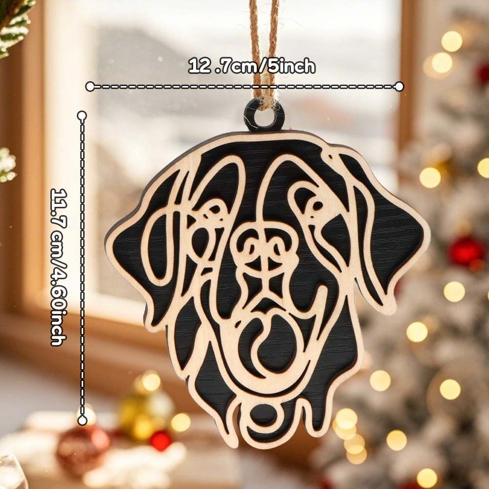Personalized Line Art Dog Christmas Ornament Christmas Gift for Dog Lover - auphotoblanket