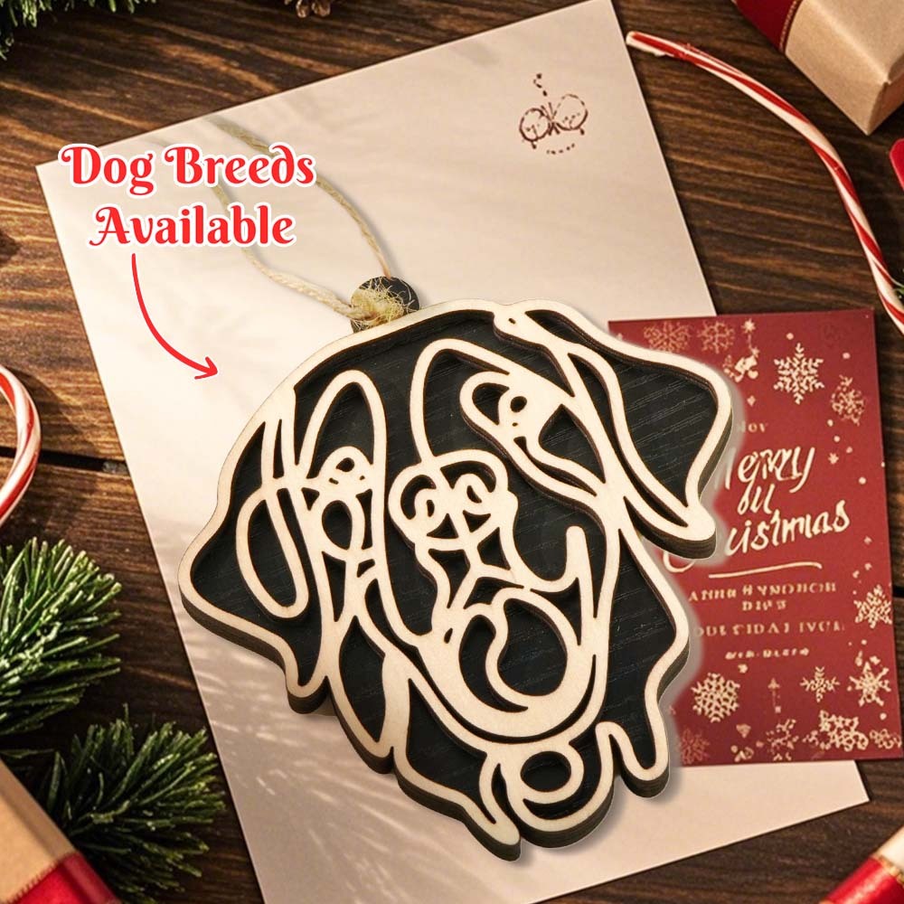 Personalized Line Art Dog Christmas Ornament Christmas Gift for Dog Lover - auphotoblanket