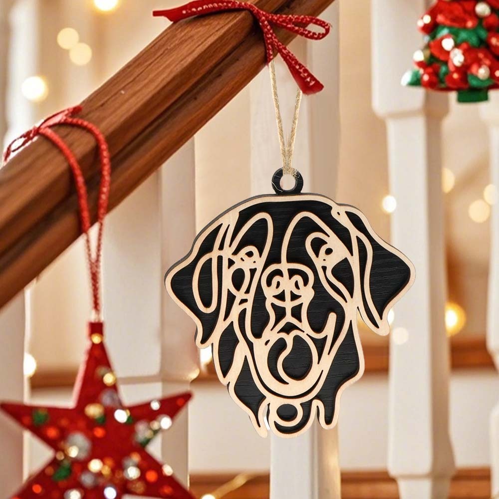 Personalized Line Art Dog Christmas Ornament Christmas Gift for Dog Lover - auphotoblanket