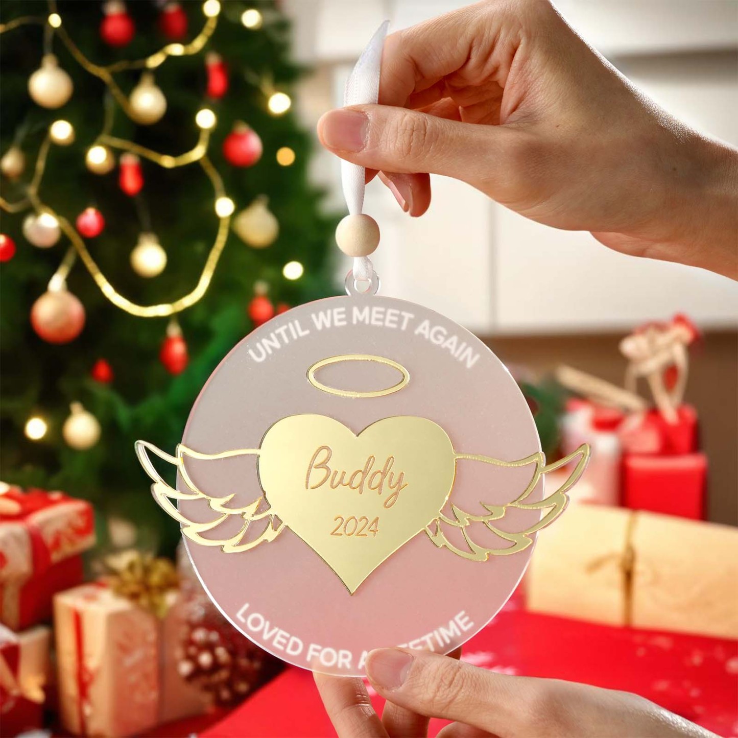 Personalized Wing Ornament Memorial Christmas Ornament Meaningful Christmas Gifts - auphotoblanket
