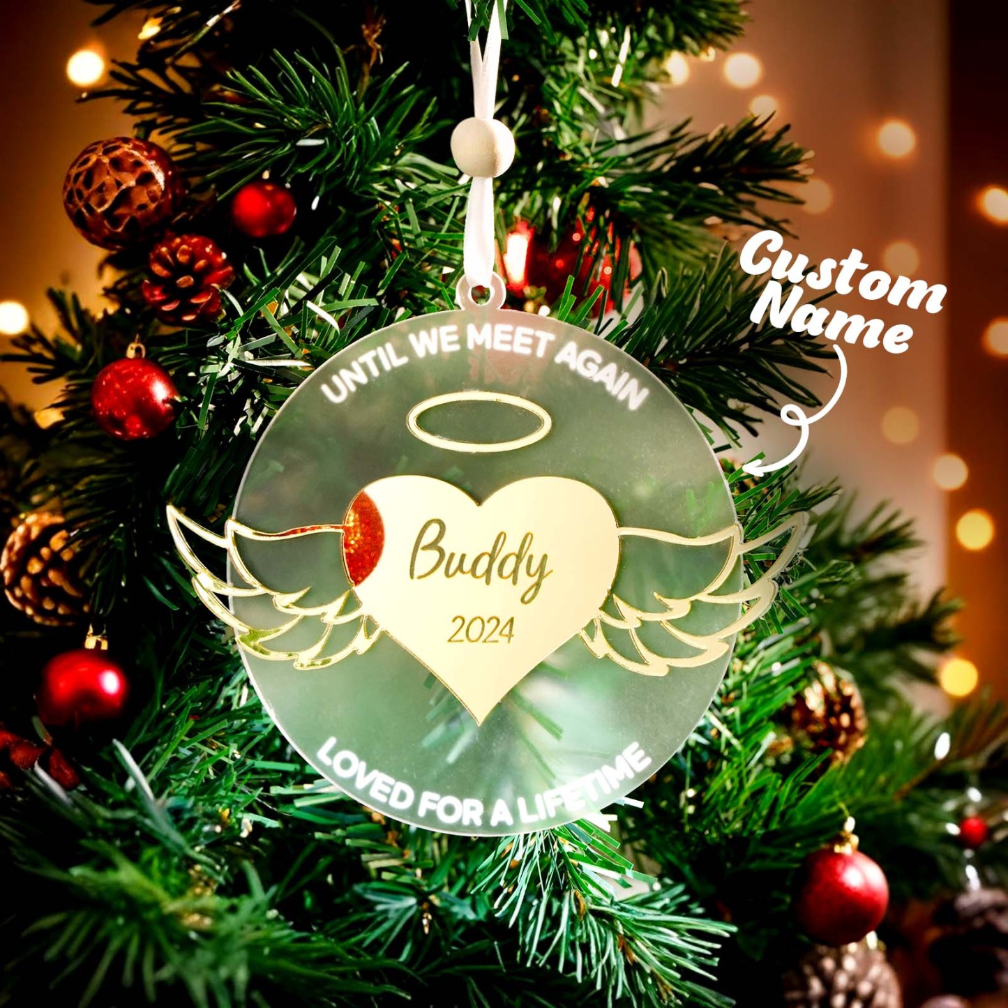 Personalized Wing Ornament Memorial Christmas Ornament Meaningful Christmas Gifts - auphotoblanket