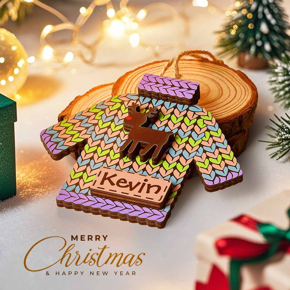 Personalized Name Winter Beanie Hat Christmas Ornament Custom Christmas Winter Mitten Stocking Sweater Ornament - auphotoblanket