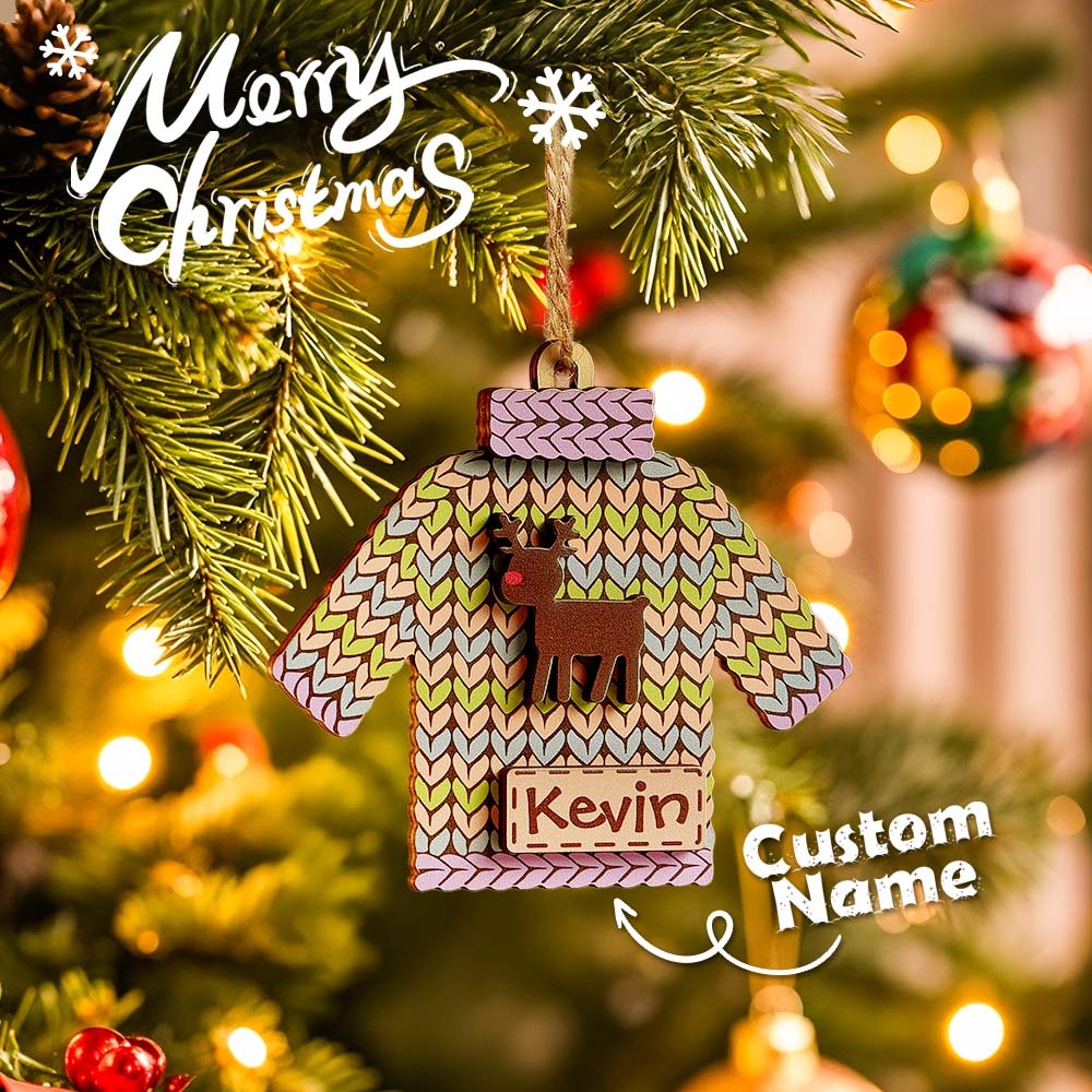 Personalized Name Winter Beanie Hat Christmas Ornament Custom Christmas Winter Mitten Stocking Sweater Ornament - auphotoblanket