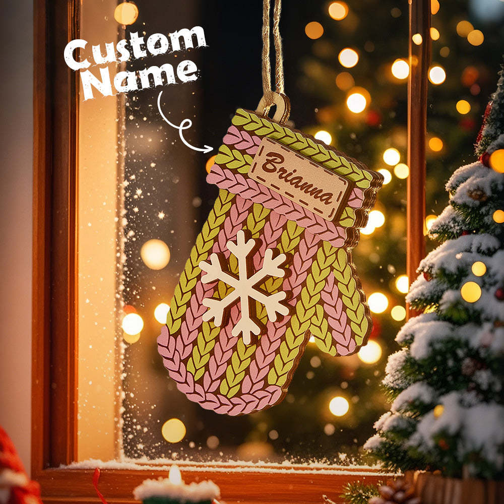 Personalized Name Winter Beanie Hat Christmas Ornament Custom Christmas Winter Mitten Stocking Sweater Ornament - auphotoblanket