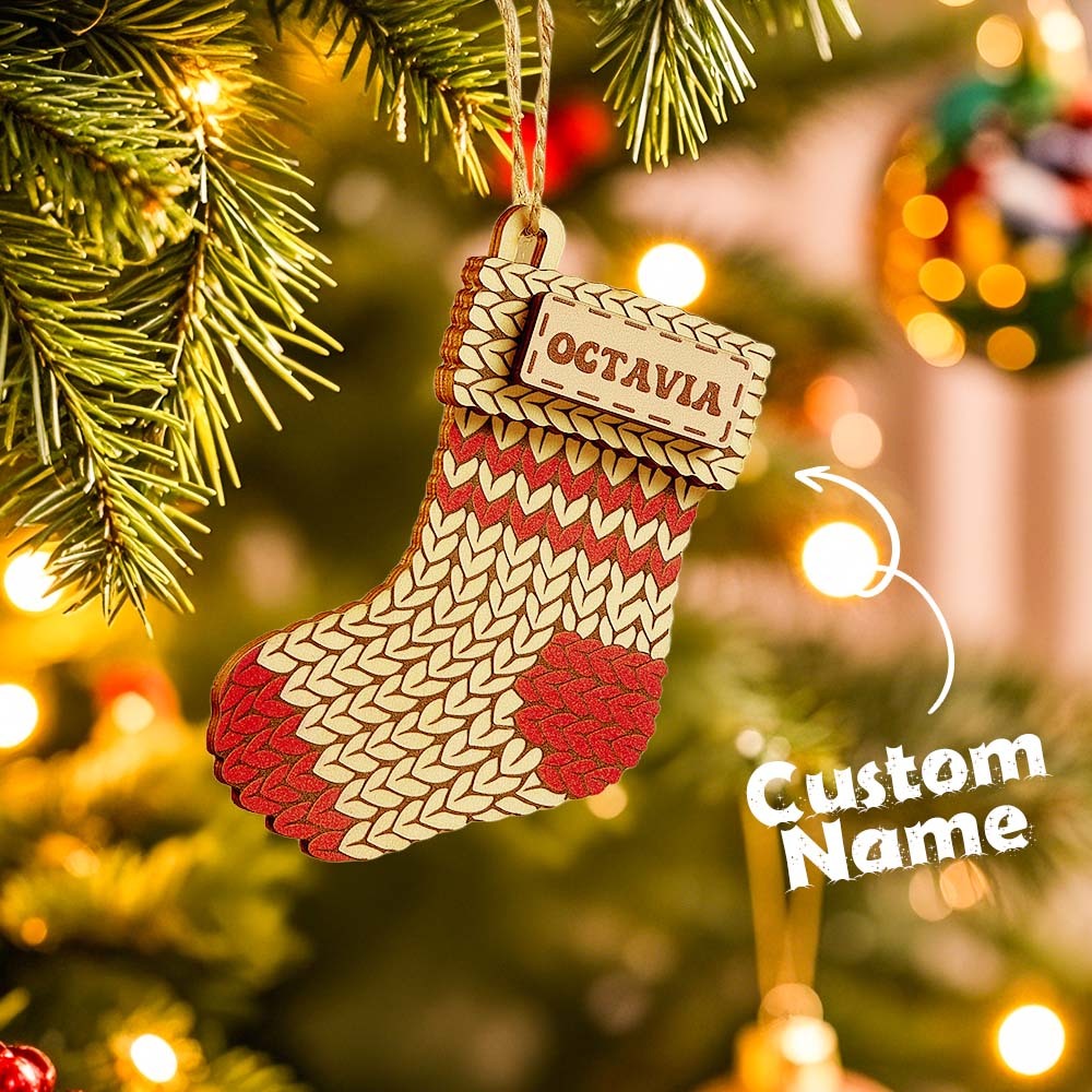 Personalized Name Winter Beanie Hat Christmas Ornament Custom Christmas Winter Mitten Stocking Sweater Ornament - auphotoblanket