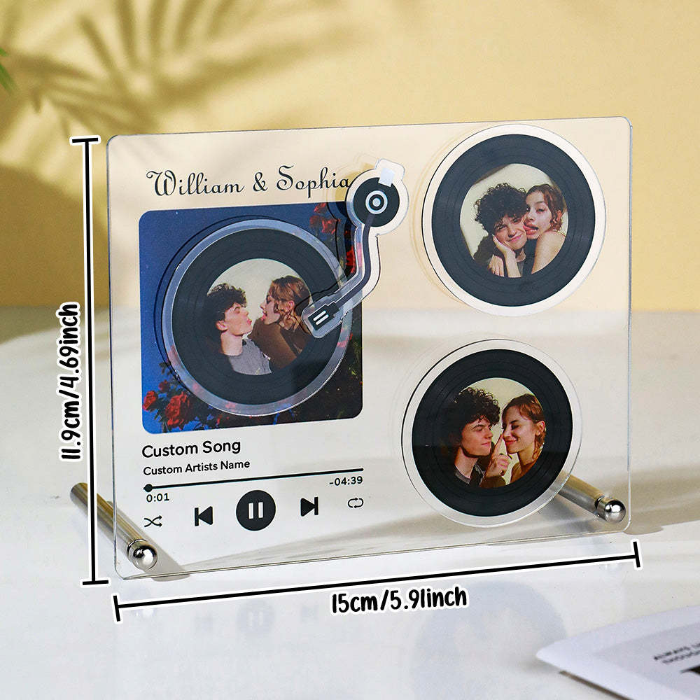 Personalized Rotatable Photo Vinyl Record Tap to Play NFC Music Record Plaque Gift for Lover - auphotoblanket