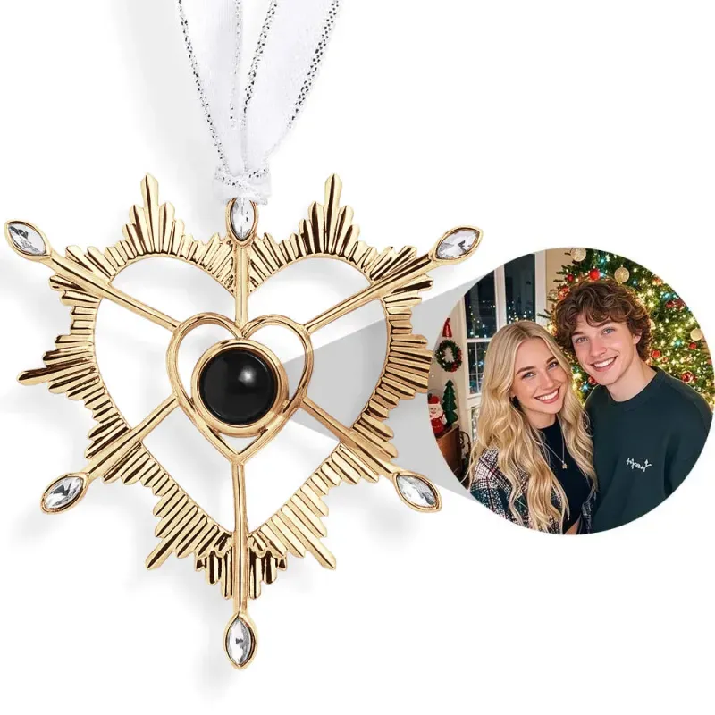 Personalized Pink Snowflake Photo Ornament Custom Projection Ornaments Christmas Gifts - auphotoblanket