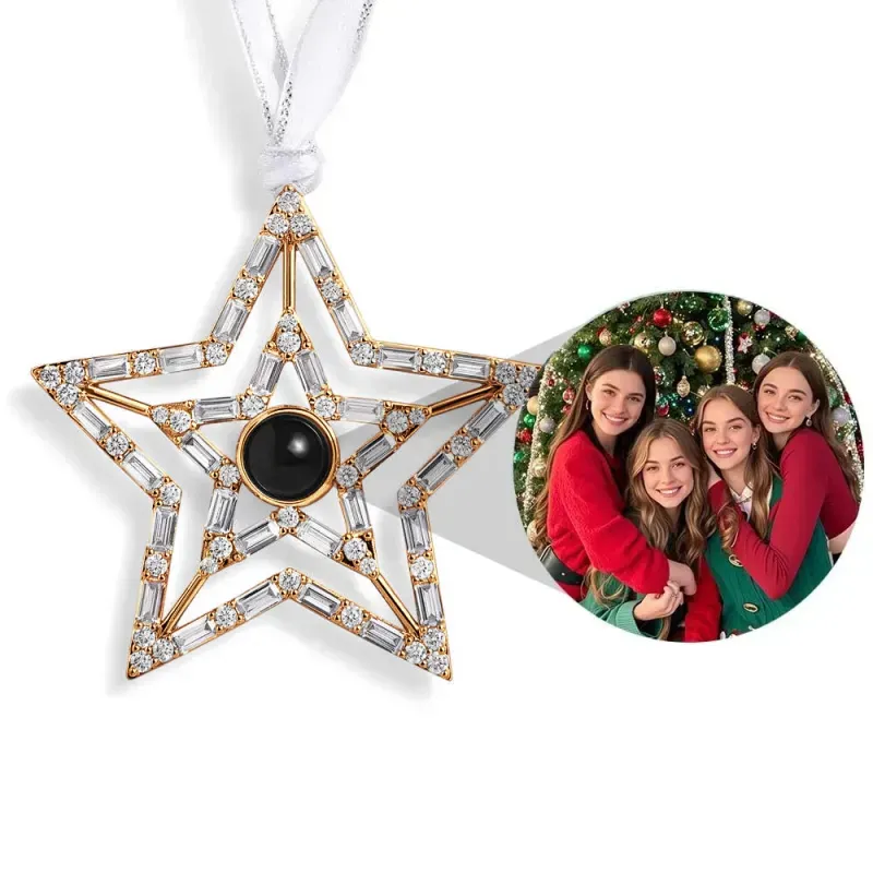 Personalized Pink Snowflake Photo Ornament Custom Projection Ornaments Christmas Gifts - auphotoblanket