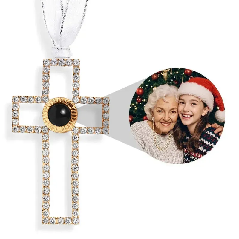 Personalized Pink Snowflake Photo Ornament Custom Projection Ornaments Christmas Gifts - auphotoblanket