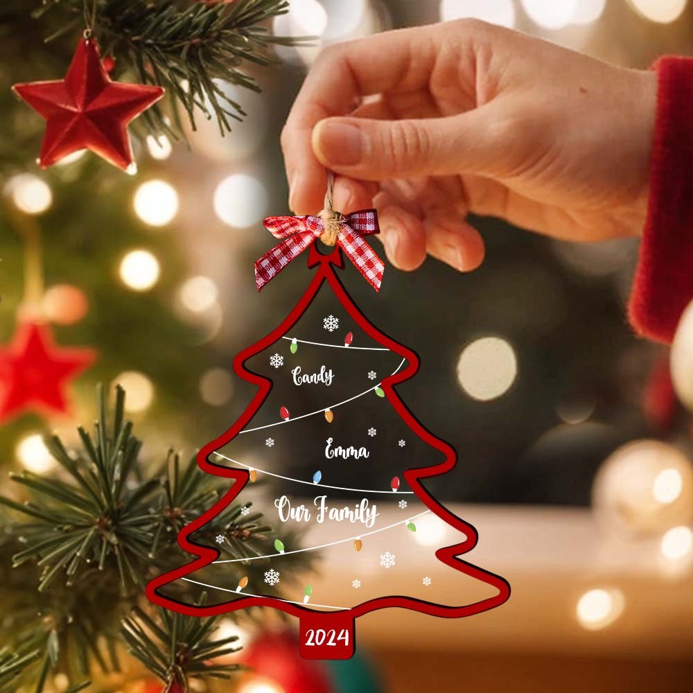 Personalized Christmas Tree Ornament with Names Family Christmas Ornament Gift - auphotoblanket