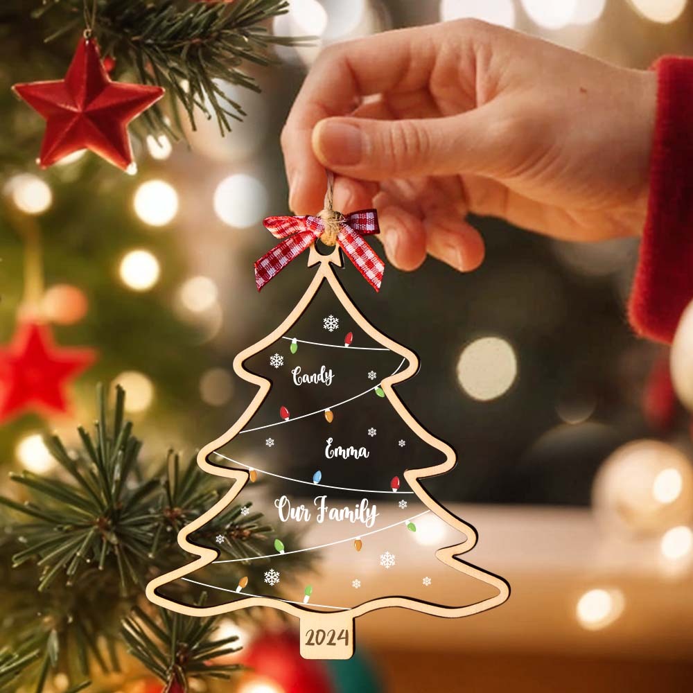Personalized Christmas Tree Ornament with Names Family Christmas Ornament Gift - auphotoblanket
