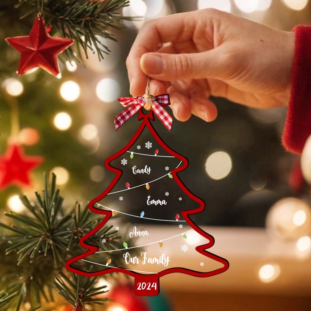 Personalized Christmas Tree Ornament with Names Family Christmas Ornament Gift - auphotoblanket