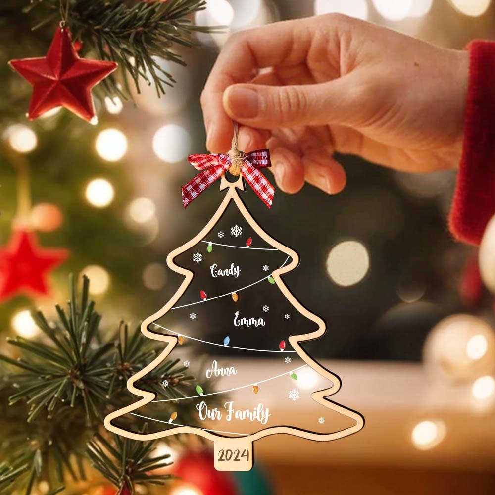 Personalized Christmas Tree Ornament with Names Family Christmas Ornament Gift - auphotoblanket