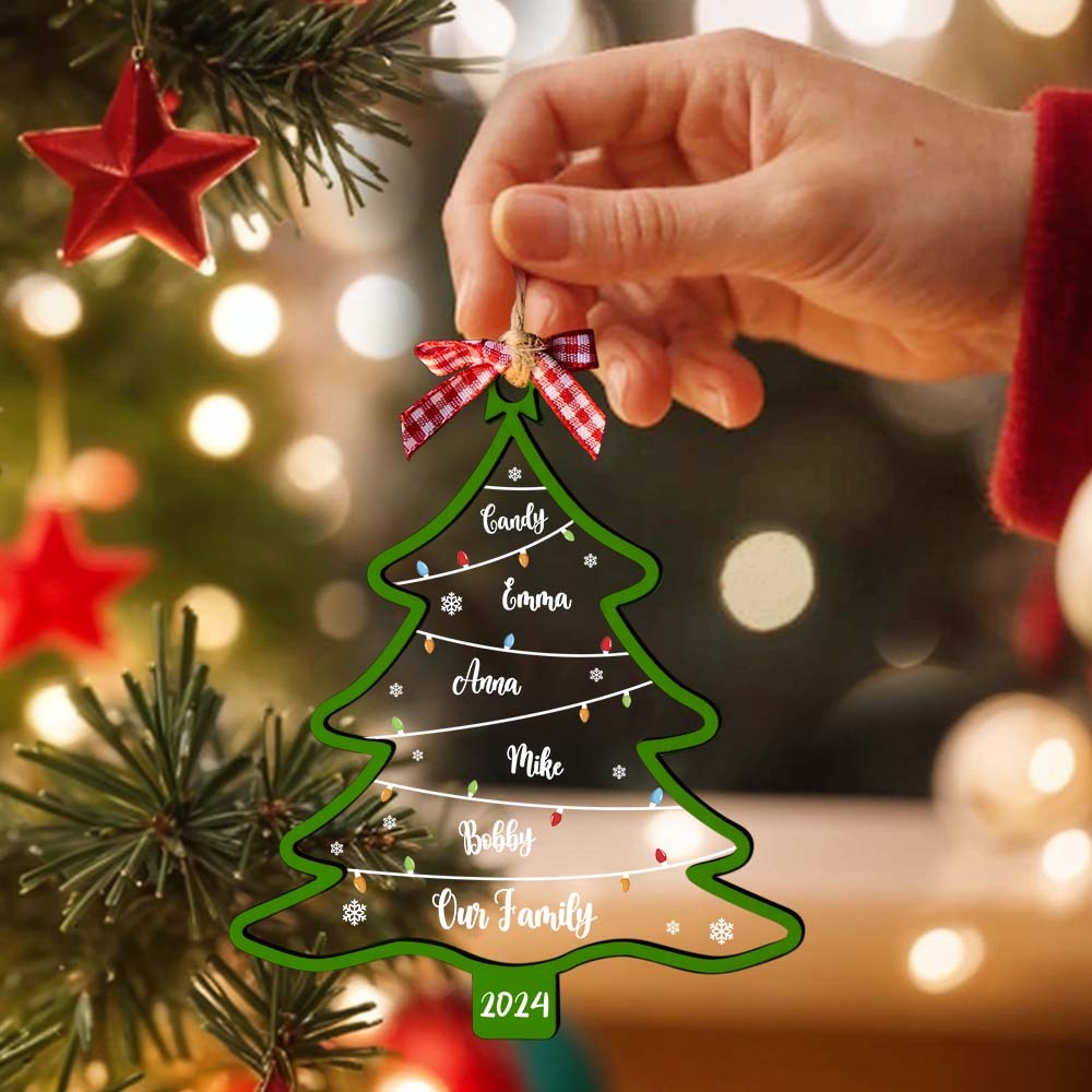 Personalized Christmas Tree Ornament with Names Family Christmas Ornament Gift - auphotoblanket