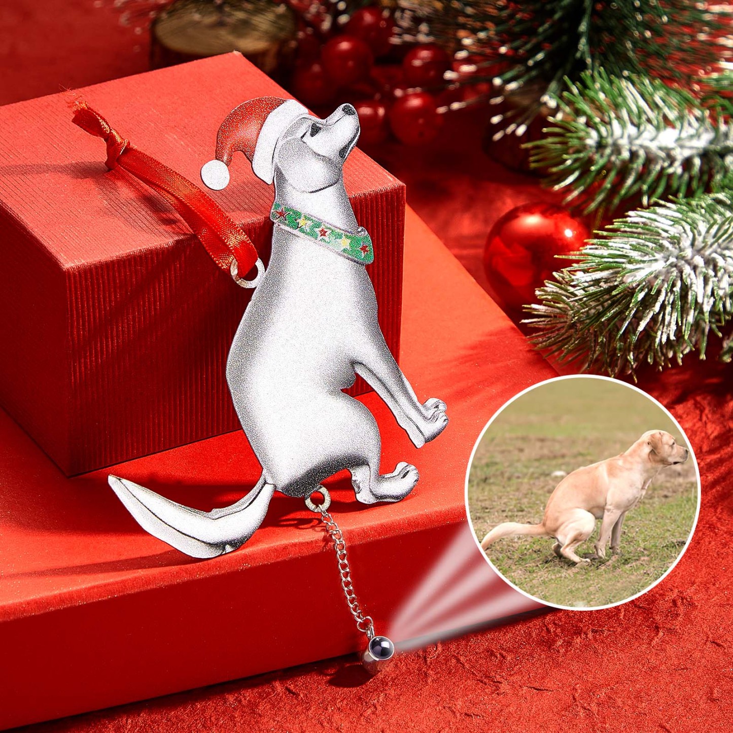 Personalized Projection Photo Christmas Ornament Funny Dog Ornament Gifts for Pet Lovers - auphotoblanket