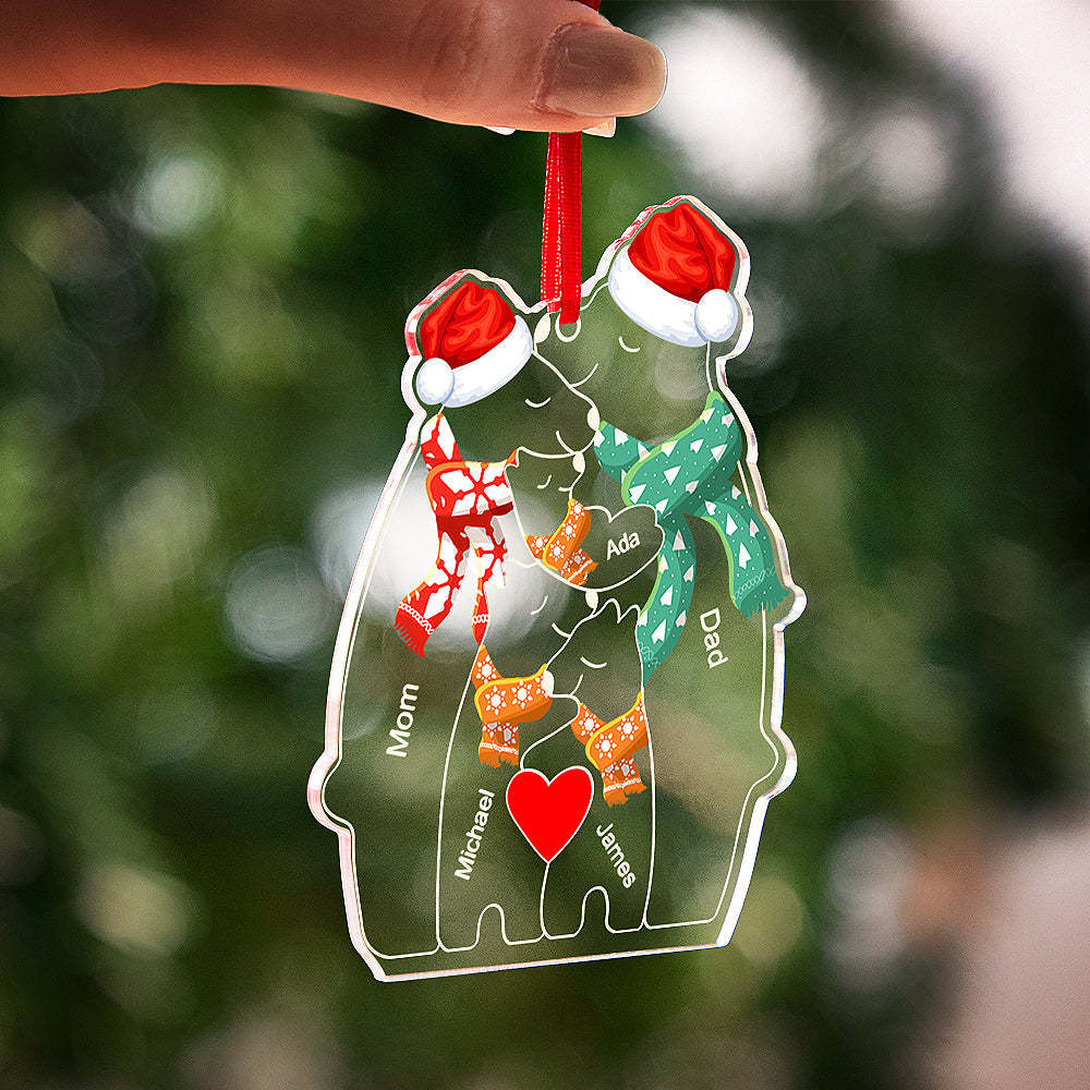 Personalized Names Christmas Bear Family Acrylic Ornament Custom Christmas Keepsake Ornament Christmas Gift Decor - auphotoblanket