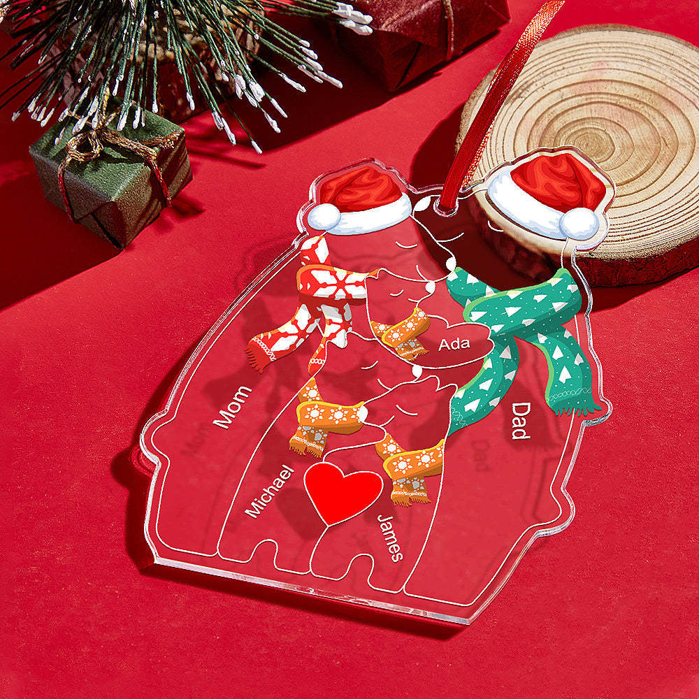 Personalized Names Christmas Bear Family Acrylic Ornament Custom Christmas Keepsake Ornament Christmas Gift Decor - auphotoblanket