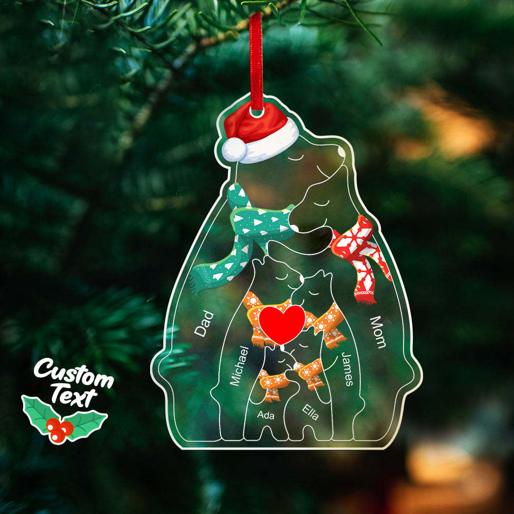 Personalized Names Christmas Bear Family Acrylic Ornament Custom Christmas Keepsake Ornament Christmas Gift Decor - auphotoblanket