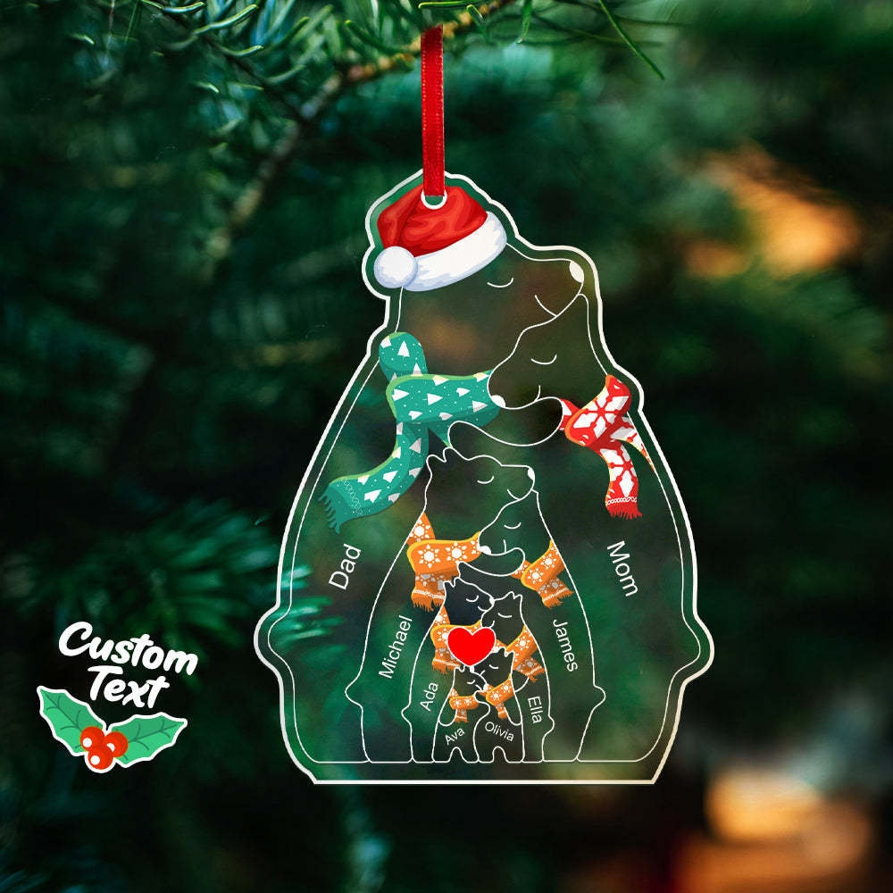 Personalized Names Christmas Bear Family Acrylic Ornament Custom Christmas Keepsake Ornament Christmas Gift Decor - auphotoblanket