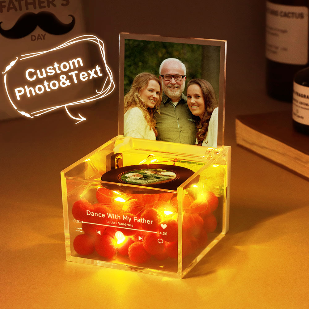 Custom Mini Vinyl Record Player Vintage Dad Face with Thug Style Sunglasses Automatic Music Player Best Dad Style For Father's Day - auphotoblanket