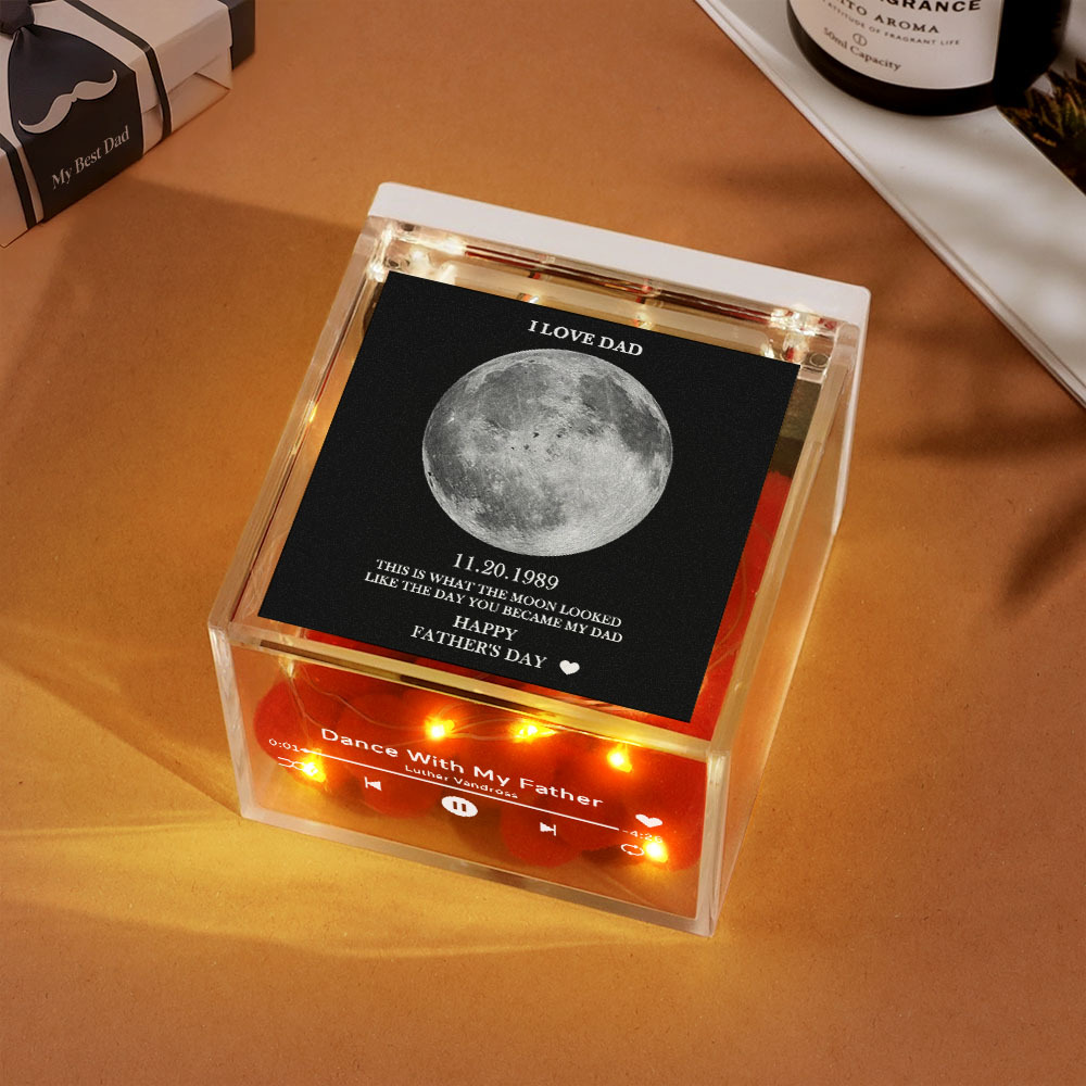 Custom Mini Vinyl Record Player Automatic Music Player Golden Silver Moon Phase Style Best Dad Ever Style For Father's Day - auphotoblanket