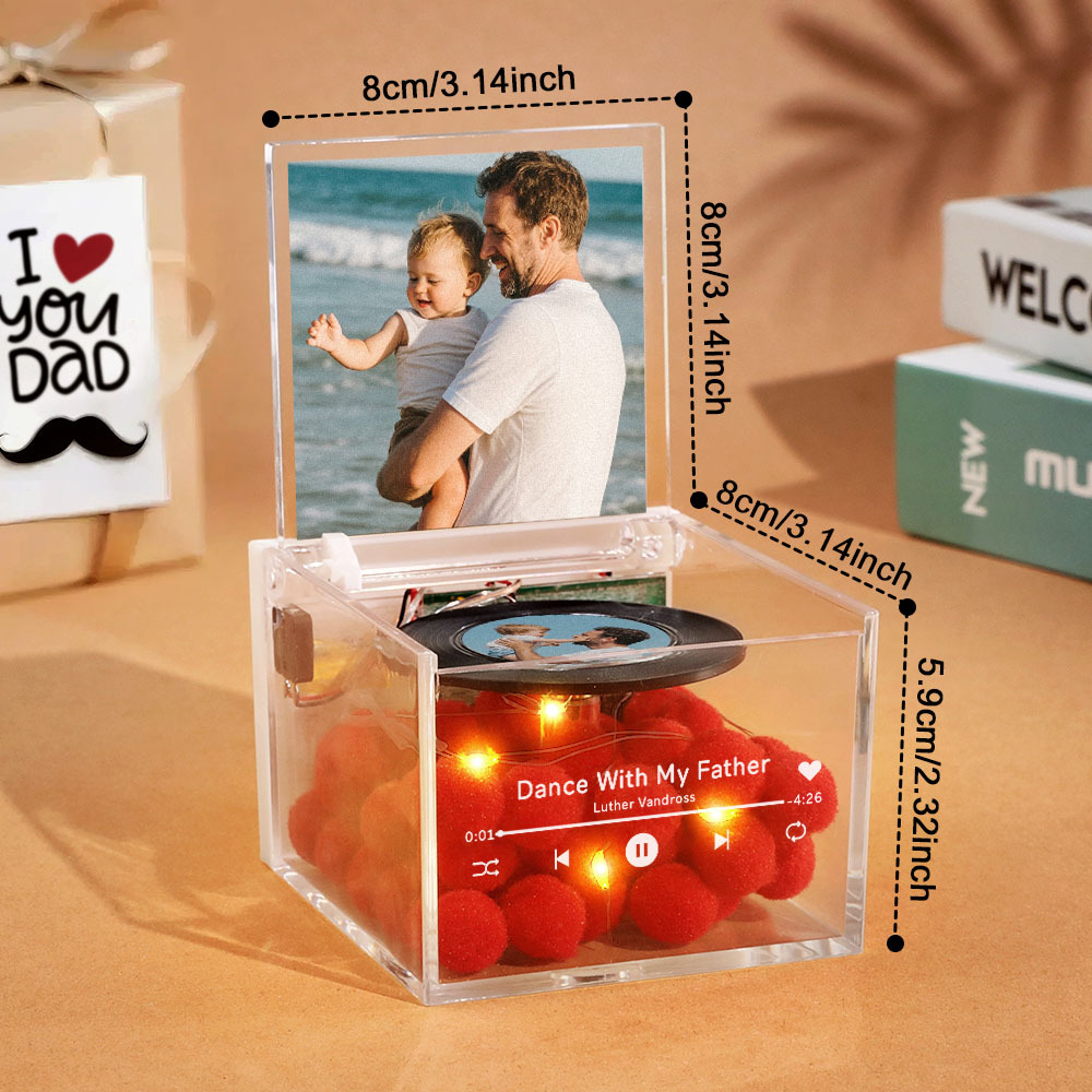 Personalized Light Saber Mini Vinyl Record Player I Am Their Father Acrylic Custom Automatic Music Player Gift for Dad On Father's Day - auphotoblanket