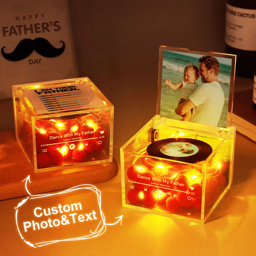 Personalized Light Saber Mini Vinyl Record Player I Am Their Father Acrylic Custom Automatic Music Player Gift for Dad On Father's Day - auphotoblanket