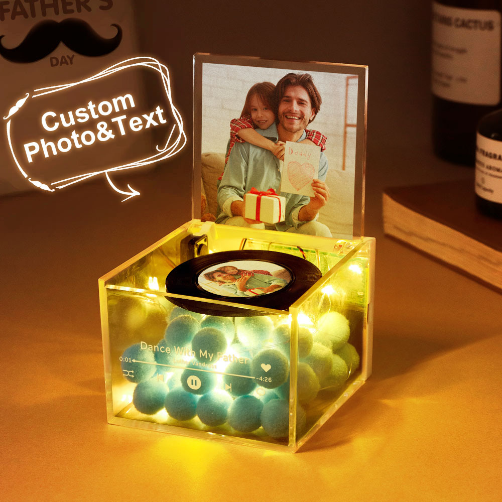 Personalized Light Saber Mini Vinyl Record Player I Am Their Father Acrylic Custom Automatic Music Player Gift for Dad On Father's Day - auphotoblanket
