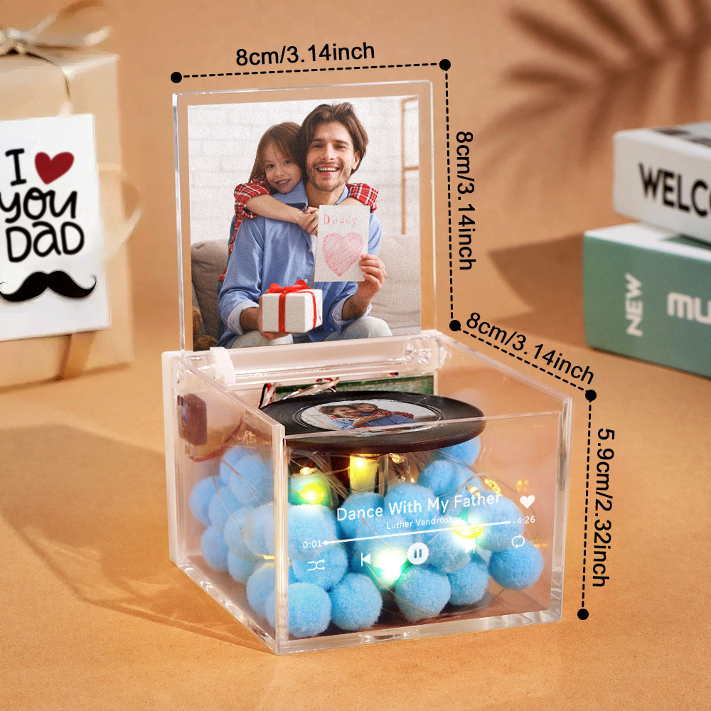 Personalized Light Saber Mini Vinyl Record Player I Am Their Father Acrylic Custom Automatic Music Player Gift for Dad On Father's Day - auphotoblanket