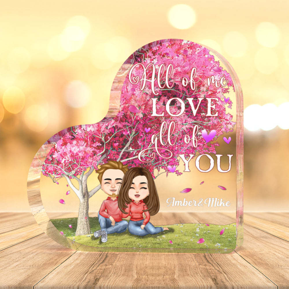 Custom Heart Plaque Love Couple Personalized Hairstyle Clothes and Name Cartoon Gifts - auphotoblanket