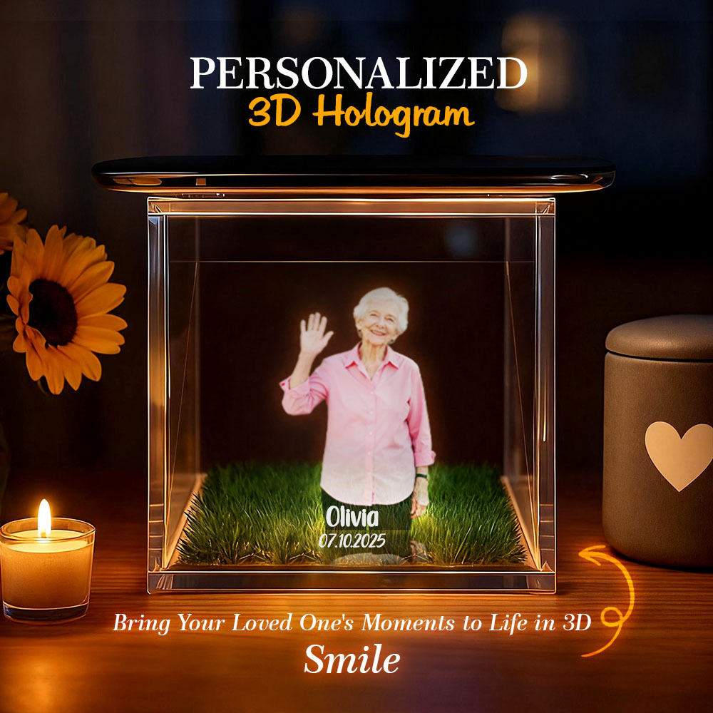 3D Holographic House Custom Photo Memorial Display Crystal-Clear Holographic Image - auphotoblanket
