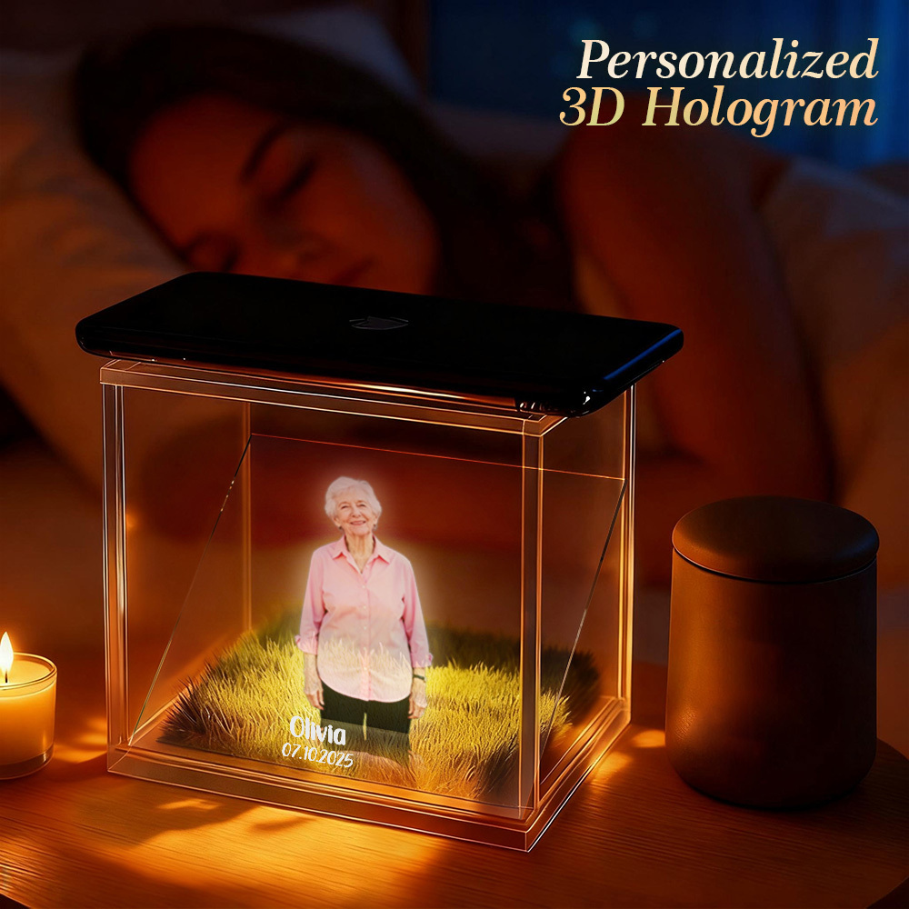 3D Holographic House Custom Photo Memorial Display Crystal-Clear Holographic Image - auphotoblanket