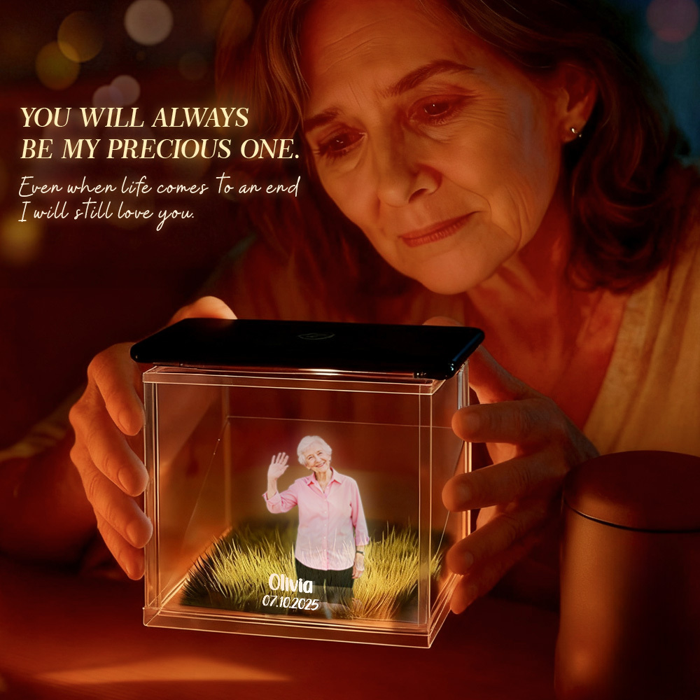 3D Holographic House Custom Photo Memorial Display Crystal-Clear Holographic Image - auphotoblanket